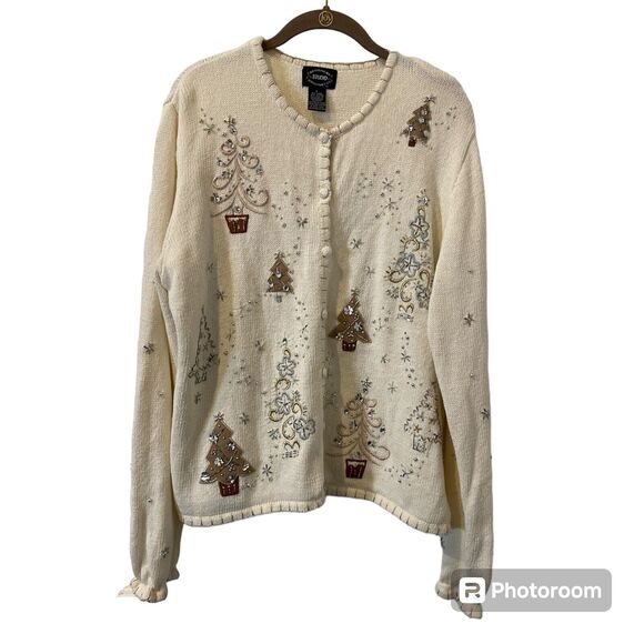Designer Originals Studio Women's Christmas Sweater Trees Size Large - Picture 1 of 15